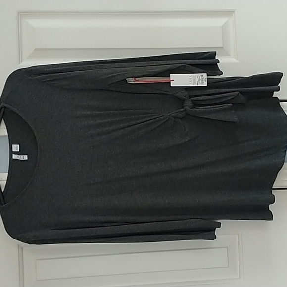 ELLE Grey Side Knot Knit Top L - Picture 4 of 10